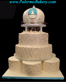 Disney Wedding Cake, Fondant Cinderella Coach as the final layer of this beautiful Wedding Cake 