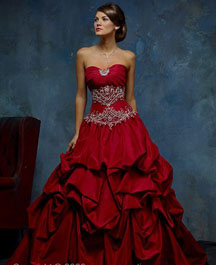 Red wedding dresses with rhinestones