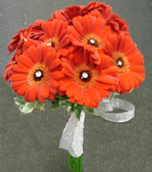 Fall wedding bouquet of long stem organge flowers