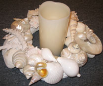 Candle centerpiece with shells