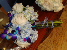 Blue and white wedding bouquet