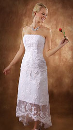 Tea Length Casual Beach Wedding Dresses with lace