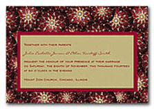 Christmas wedding invitations with red and gold