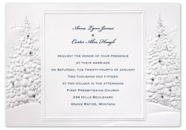 Christmas wedding invitations with Christmas trees