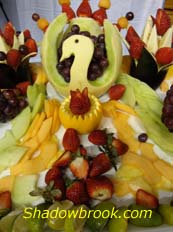 Edible centerpieces of carved melons