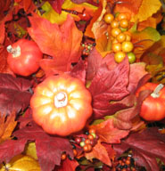 Fall wedding ideas centerpiece with leaves and pumpkins