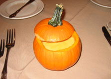 Fall wedding ideas pumpkin soup in a pumpkin