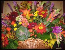 Mixed Basket of flowers for your reception centerpiece