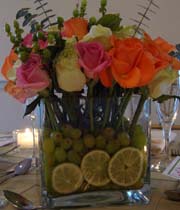 Fresh flowers and Fruit centerpiece