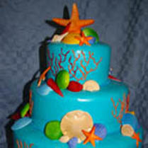 Beach  Wedding Cake with starfish and sand dollars