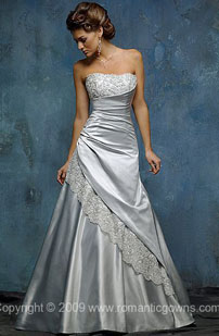 Long silver wedding dresses