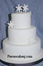 Snowflake wedding theme cake