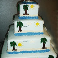 Tropical wedding reception themes wedding cake