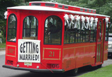 Wedding Car Decorations Bus with a Getting Married sign