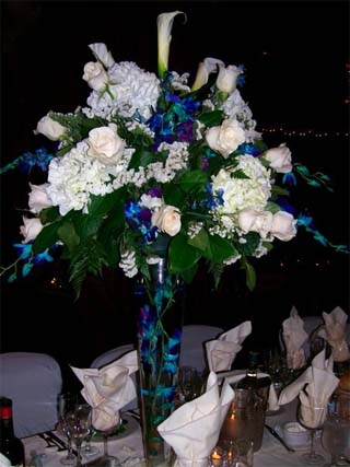 Creating blue wedding flower bouquets centerpieces and boutonnieres might 