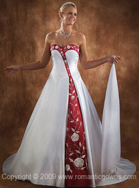 Elegant wedding dress with color
