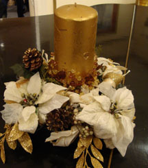 Winter Wedding Reception Centerpieces using candles and flowers