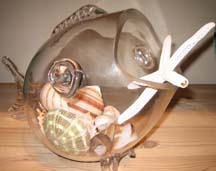 Beach Themed Wedding Centerpieces in fishbowl