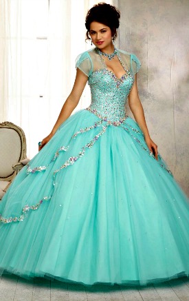 Colored wedding dresses Aqua with Silver