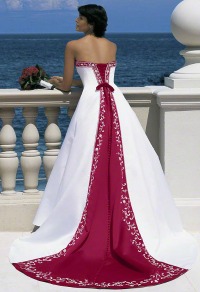 Red wedding dresses white with red down the back