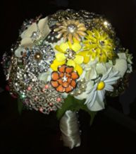 Unique Bridal Bouquets with broaches and pics