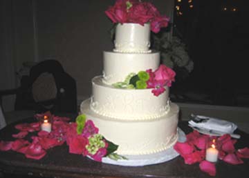 Wedding colors theme cake with pink flowers
