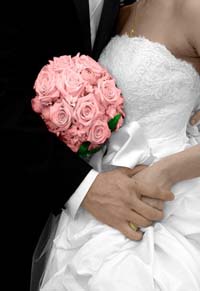 Pink bridal bouquet of roses