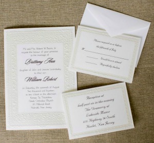 Wedding invitations in a frame