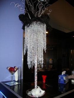 Photo of  Winter Wedding Centerpiece with long crystals