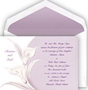Calla Lily Wedding Invitations in white and purple