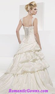 Corset wedding dresses with bustle in the back