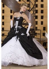 Gothic style wedding dresses in white and black