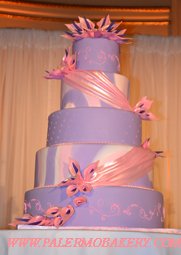 Pink and purple wedding cake