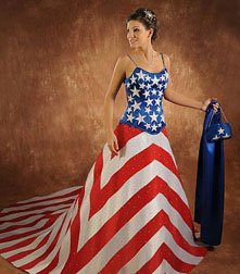 Unusual wedding dresses with American flag design