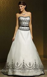 Unusual wedding dresses with white and silver