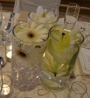 Centerpiece of watermelons in a vase