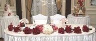 Reception decorations of flowers and candles