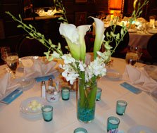 Calla Lily wedding flower centerpieces surronded with tea light candles