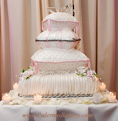 Disney Wedding Cakes, Four Tier Pillow Cake with a Crystal Pin Wedding Cake 