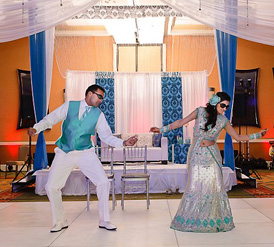 Indian Wedding Dresses Blue Sari with bride wearing sunglasse