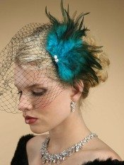 Peacock wedding hair clip with net