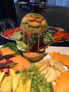 Watermelon Centerpiece Picture with Cheese and Veggies