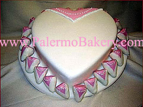 Wedding cake shaped like a heart photo